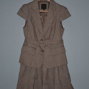 2 - piece tan fitted jacket and skirt